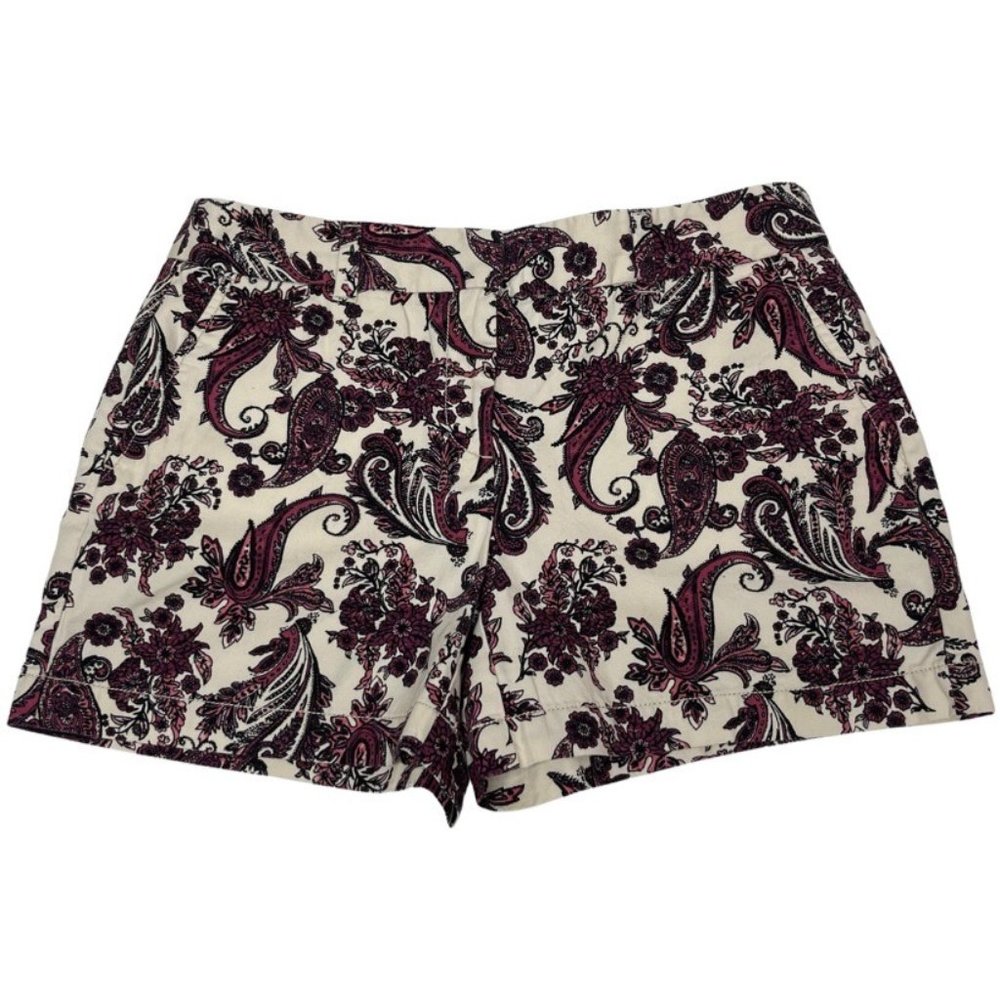 ANN TAYLOR LOFT Cotton Mid Rise Riviera Paisley Print Shorts Size 4
